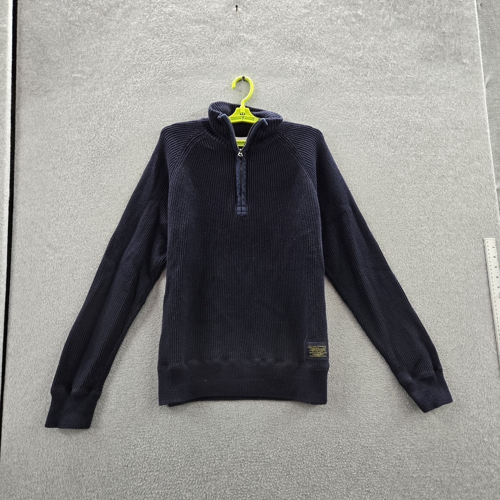 VINTAGE Polo Jeans Company Ralph Lauren Men‎ Sweater L/G Blue Quarter Zip Zipper